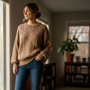 Vintage 💯‎ Alpaca Wool Jax Taupe Cable Knit Sweater/ Luxury/ Old Money/ Natural